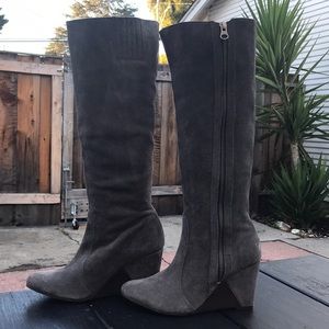 Matisse gray suede tall wedge boot